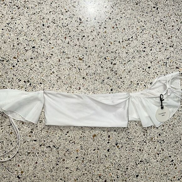NWT Tularosa white Kimber bikini top off shoulder revolve resort small s - Picture 4 of 7